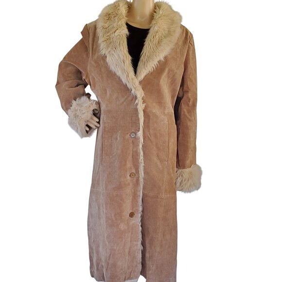 VTG 90s WILSON'S LEATHER COAT Women's XL Maxima Y2K Penny Lane Faux Fur Lined - Picture 1 of 14